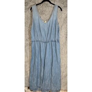 GAP Women's Blue‎ Denim Chambray Sleeveless Elastic Waist Midi Romper Size L